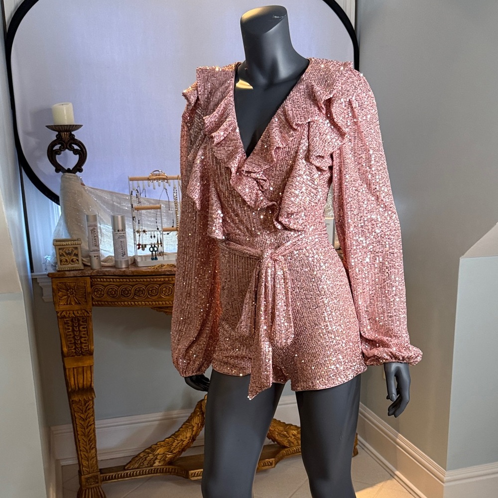 Elegant Pink Ruffled Jumpsuit
